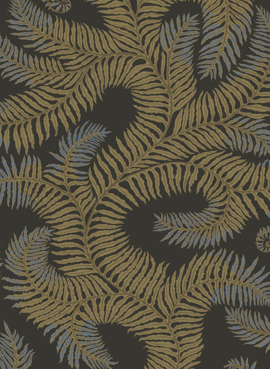 Tapete Bombes Fernery - Olive/ Dark Grey