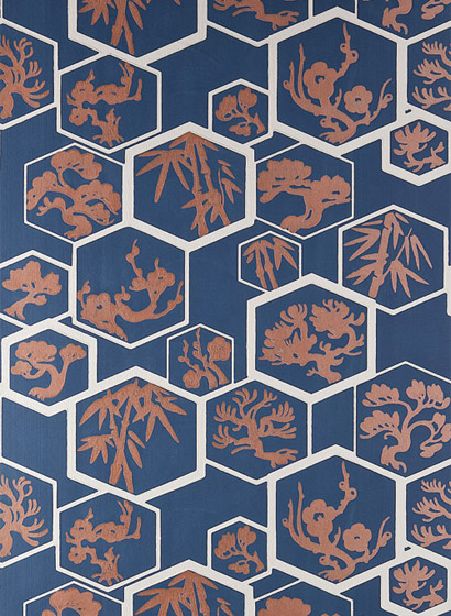 Tapete Shouchikubai - Stiffkey Blue/ Copper