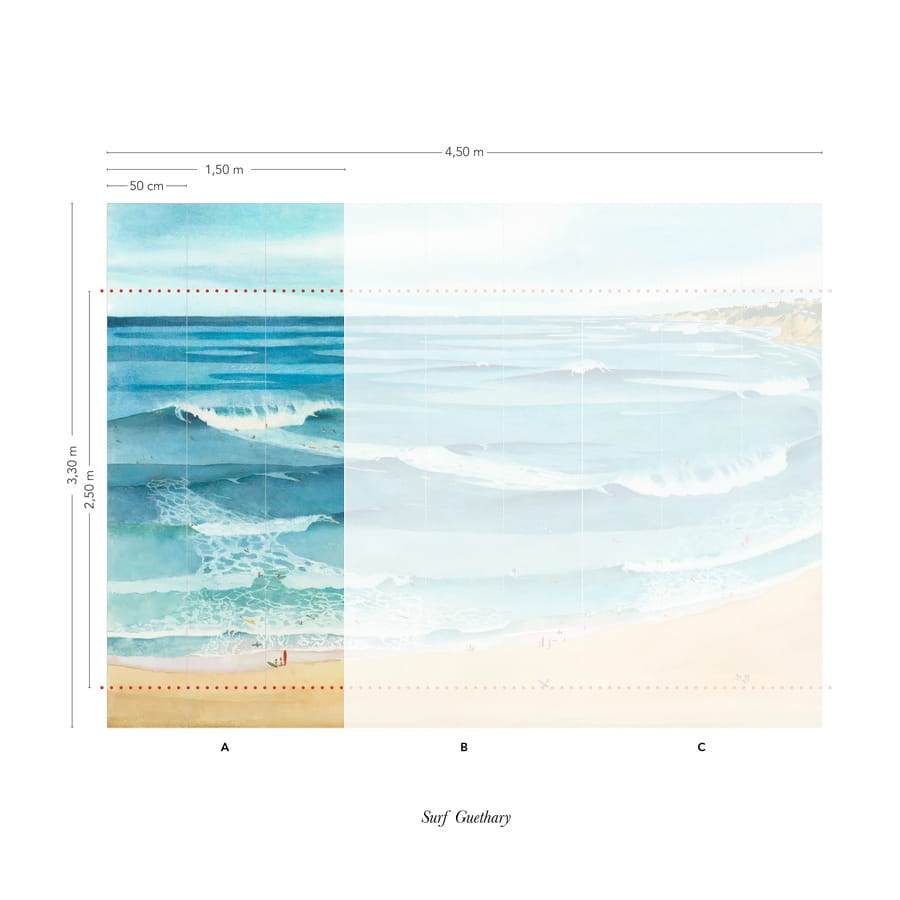 Wandbild Surf Guethary - Panel 1/2/3