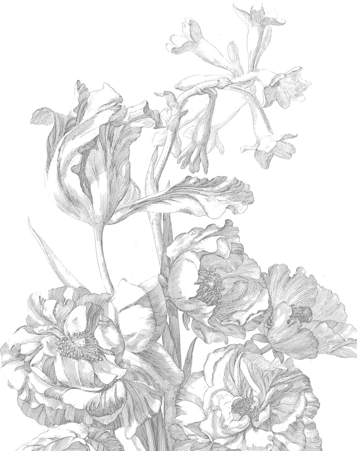Wandbild Engraved Flowers 4 - XS