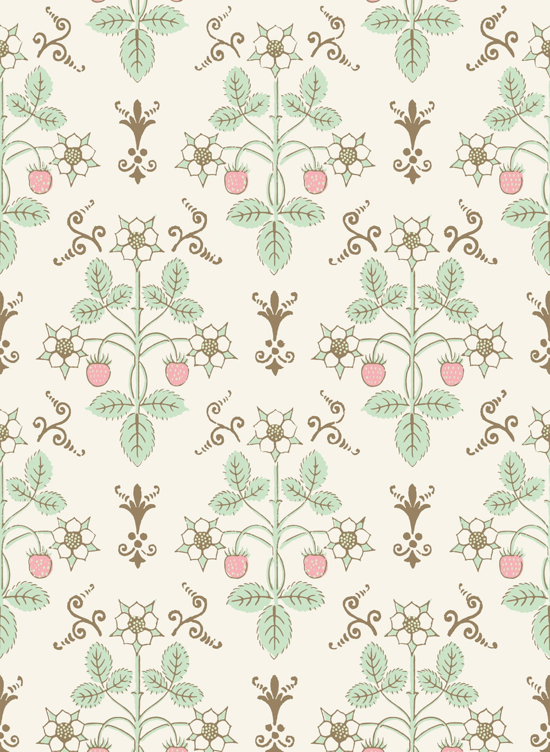 Tapete Strawberry - Blush & Mint on Pastel