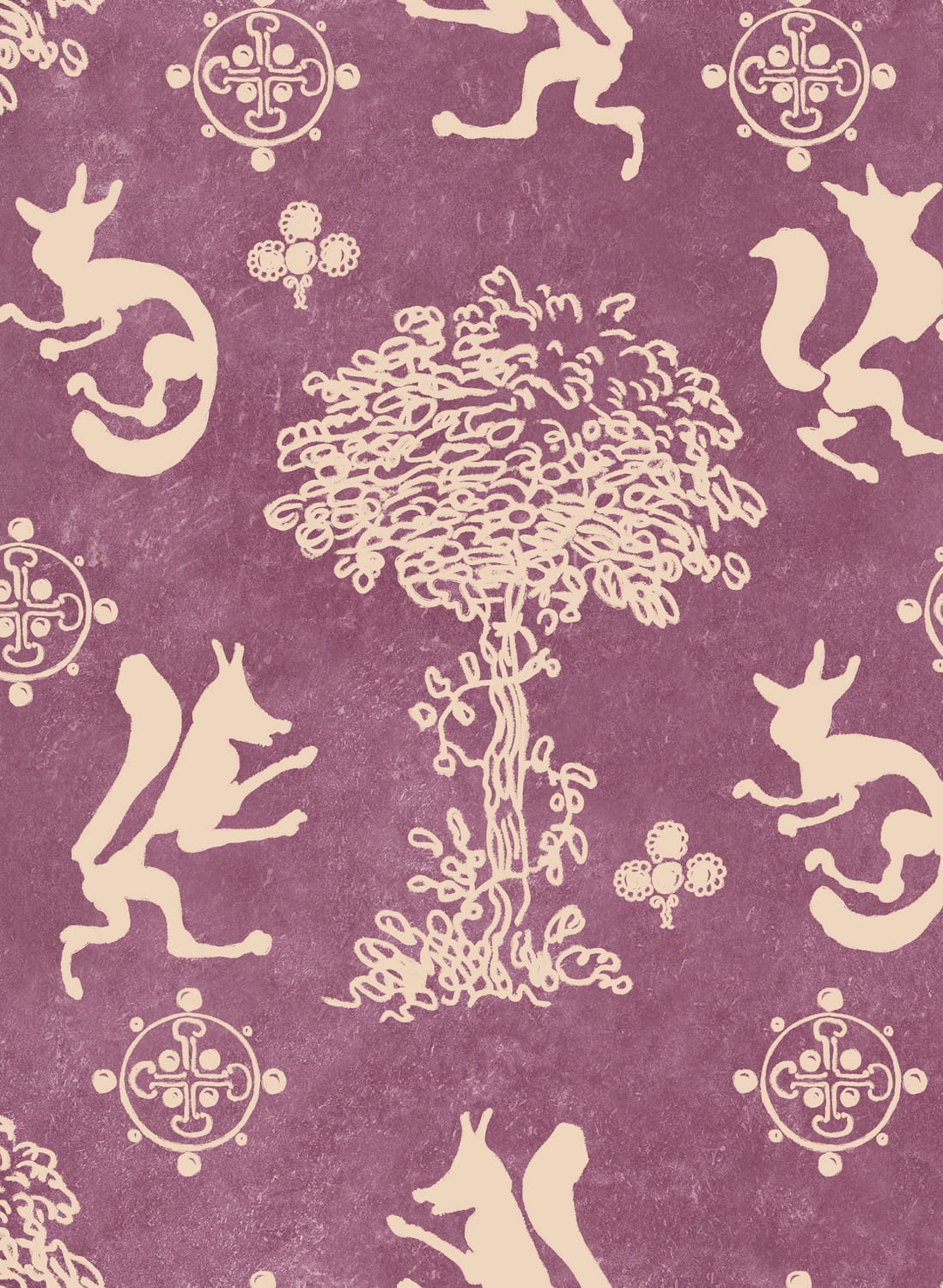 Tapete The Silly Fox - Mauve
