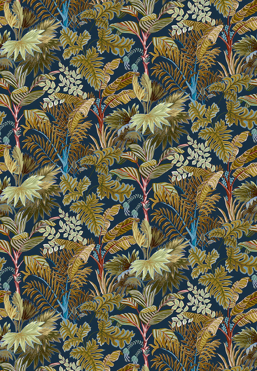 Tapete Palm Grove - Navy and Olive