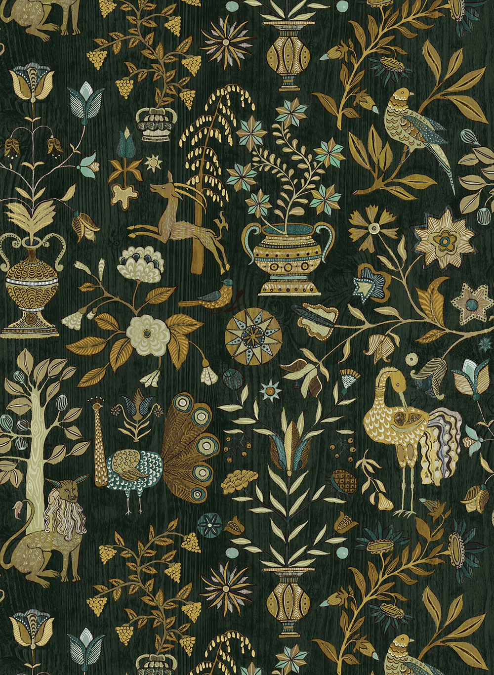 Papier peint Fable Garden - Olive and Black
