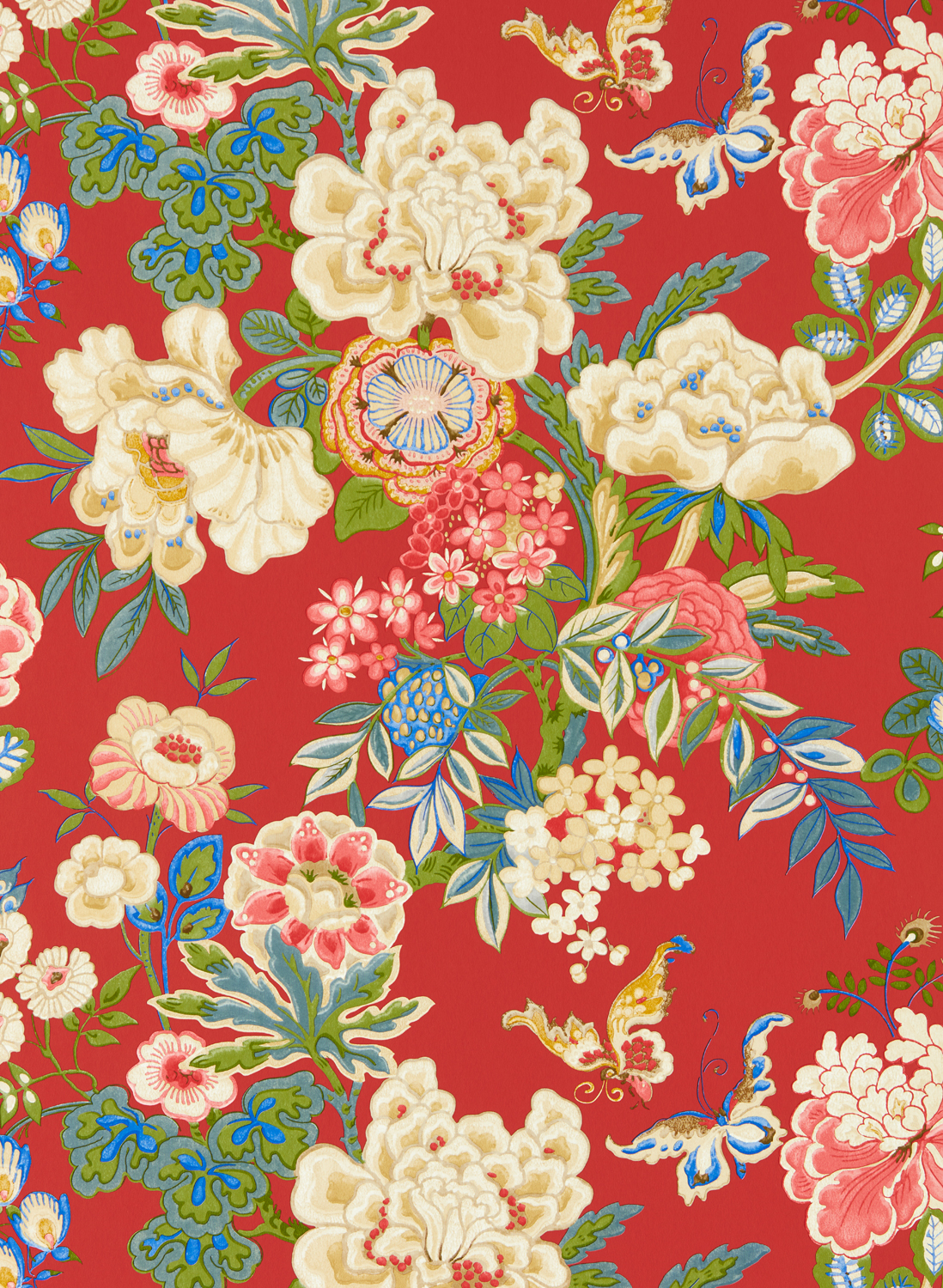 Tapete Emperor Peony - Cinnabar Red