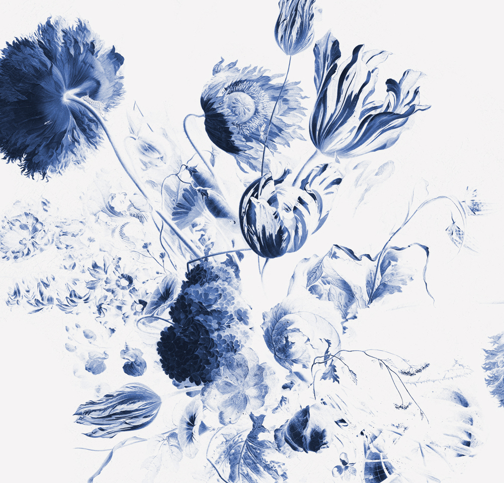 Wandbild Royal Blue Flowers 2 - Multicolor - 2.922m