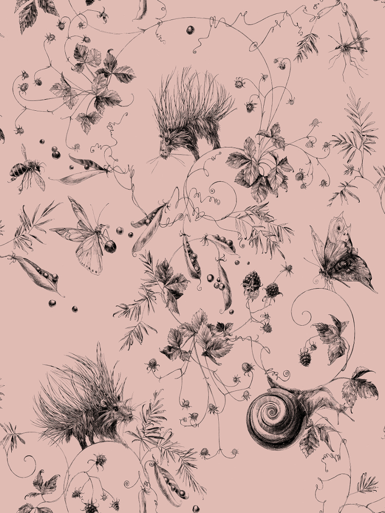 Tapete Jardin Les Arabesques - Rose Poudré