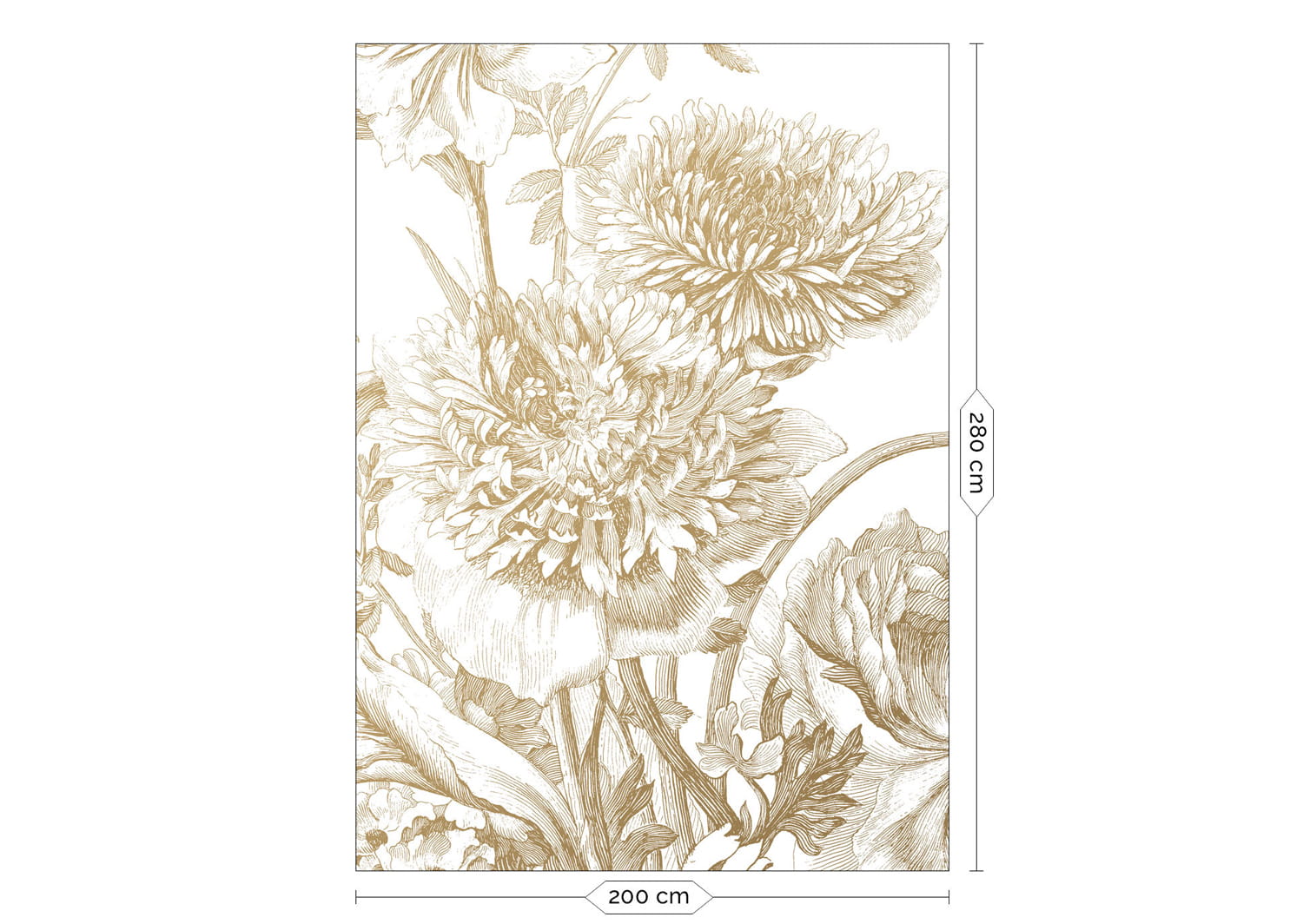 Wandbild Engraved Flowers Gold 2 - M