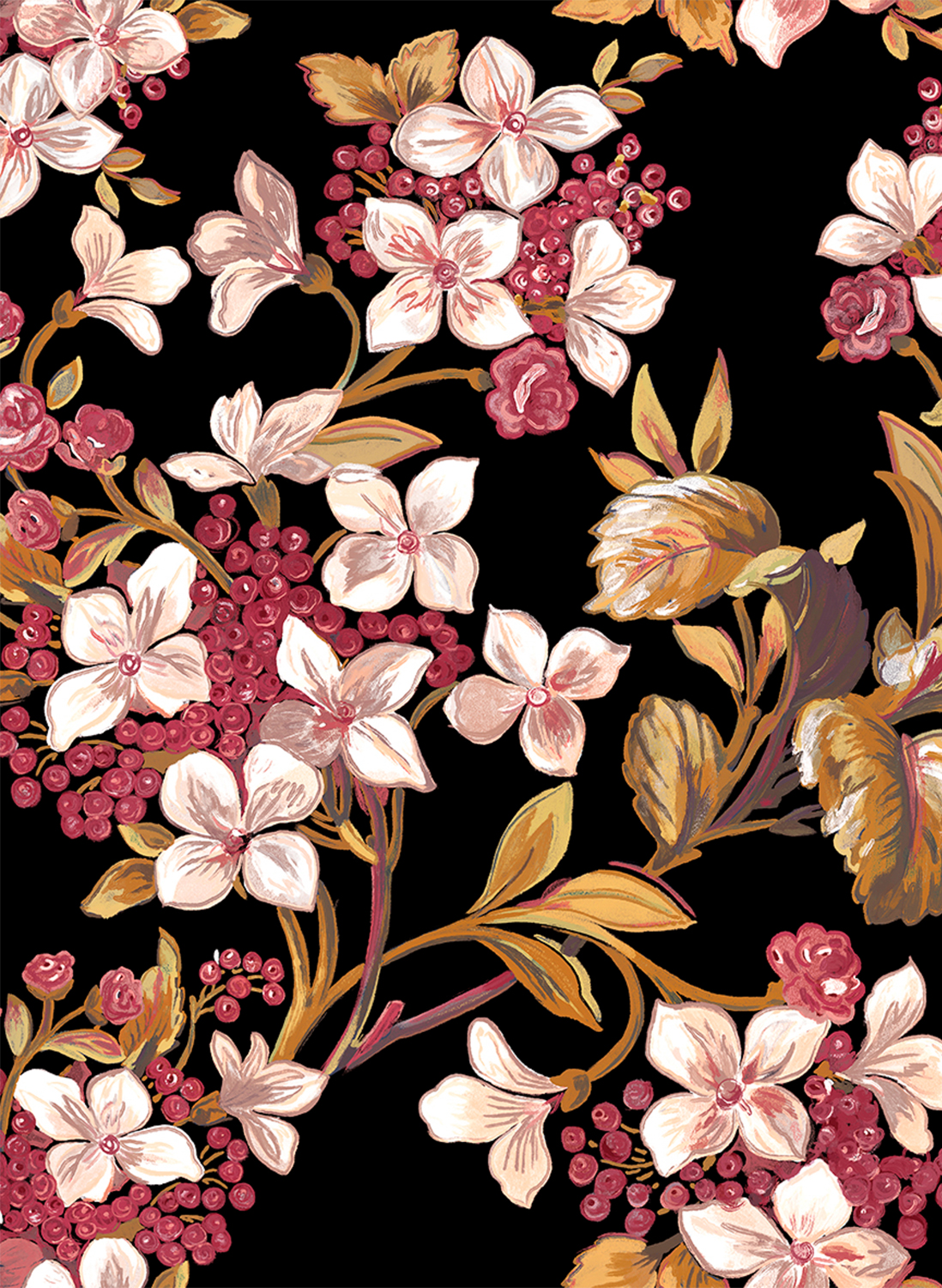 Tapete Flowery - Black