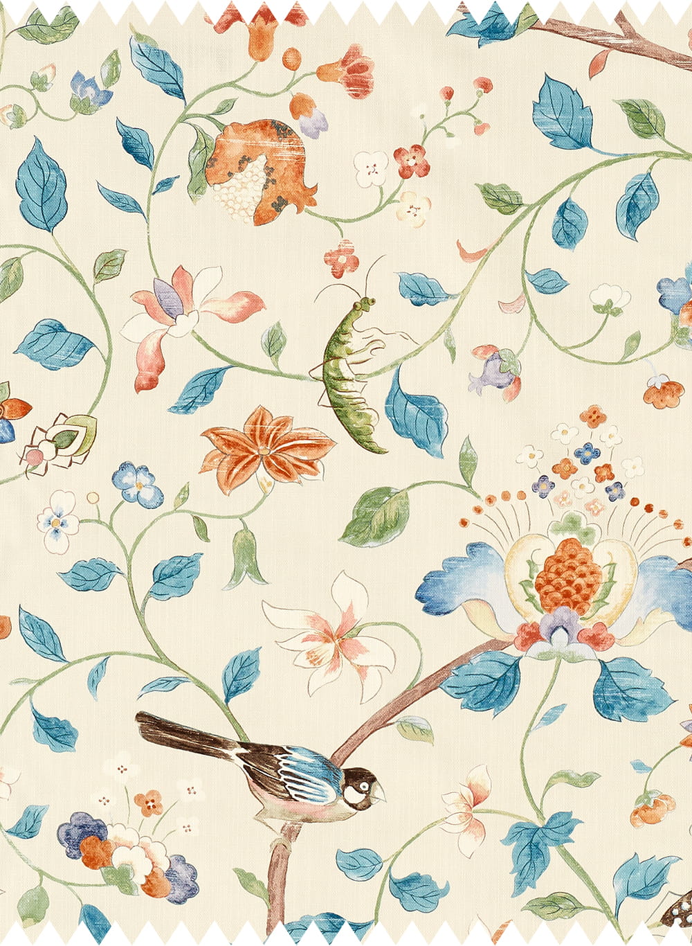 Stoff Arils Garden - Teal/ Russet