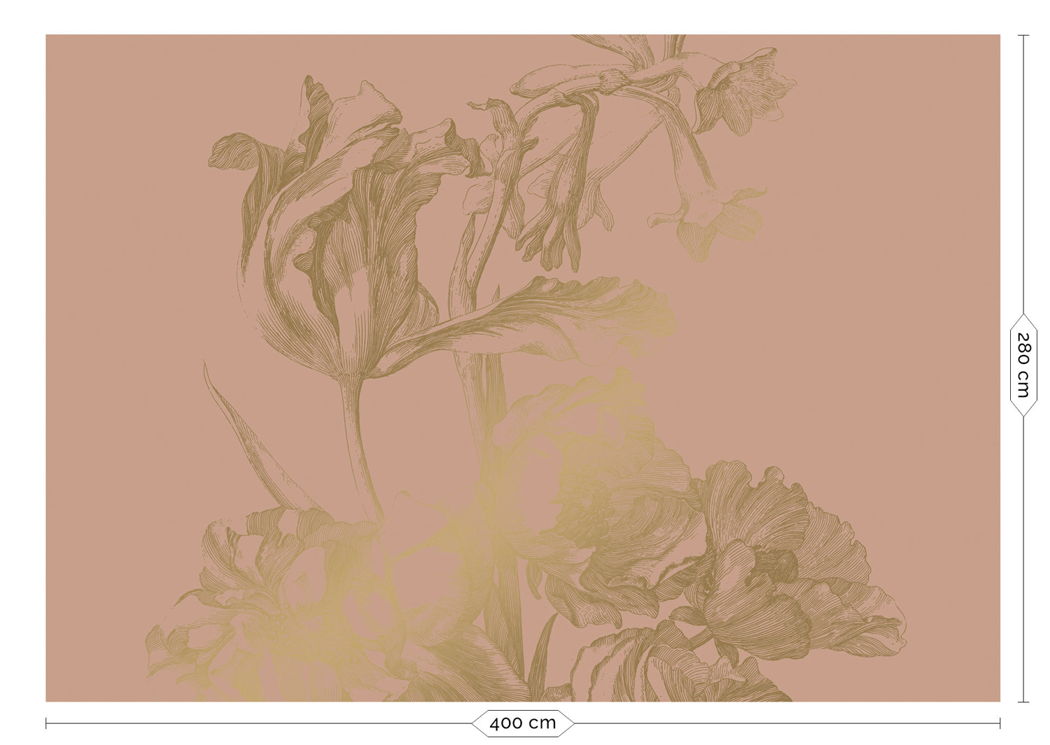 Wandbild Engraved Flowers Gold 4 - XL