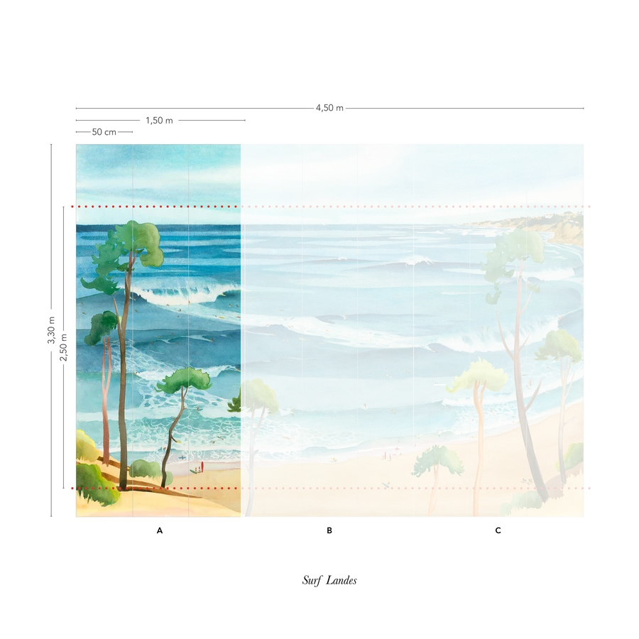 Wandbild Surf Landes - Panel 1/2/3