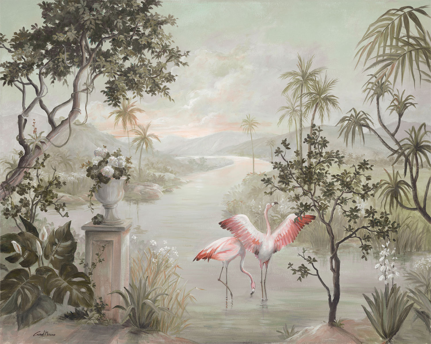 Mural Paisaje Con Flamencos - 8000015N