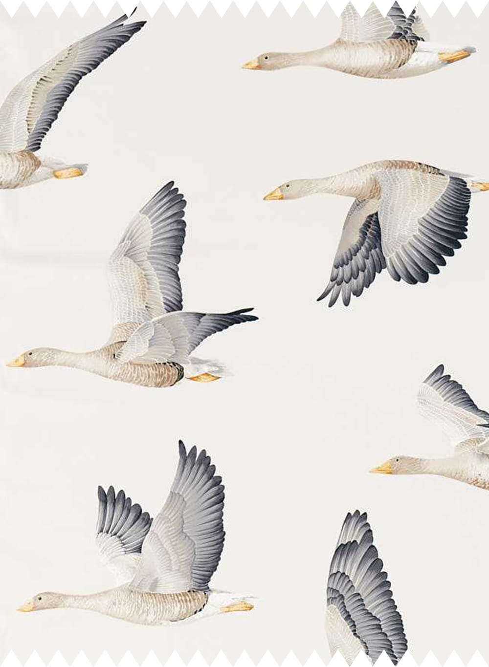 Stoff Elysian Geese - Silver/ Chalk