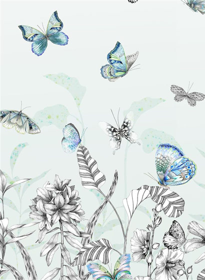 Tapete Papillons - Eau de Nil