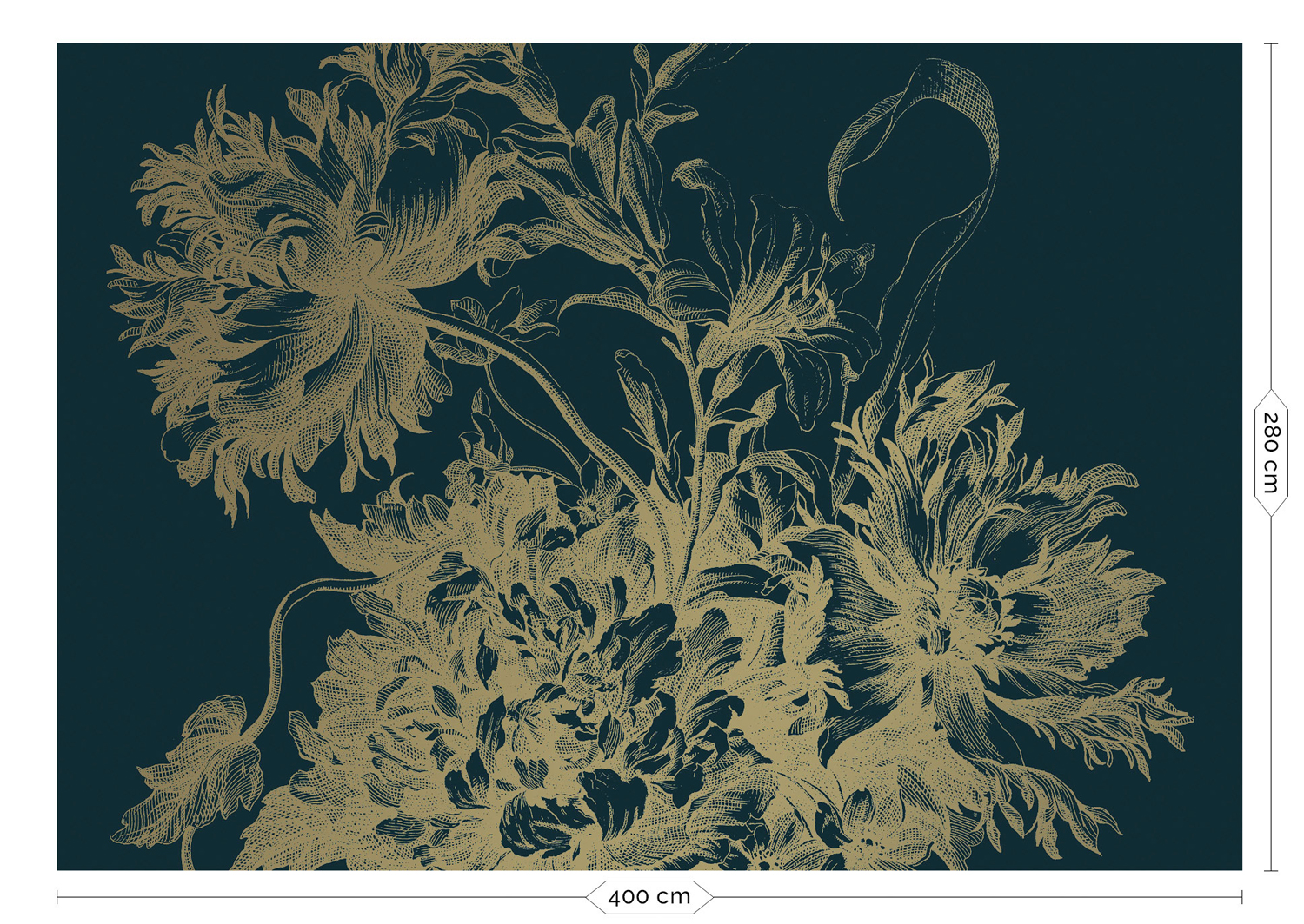 Wandbild Engraved Flowers Gold 8 - XL