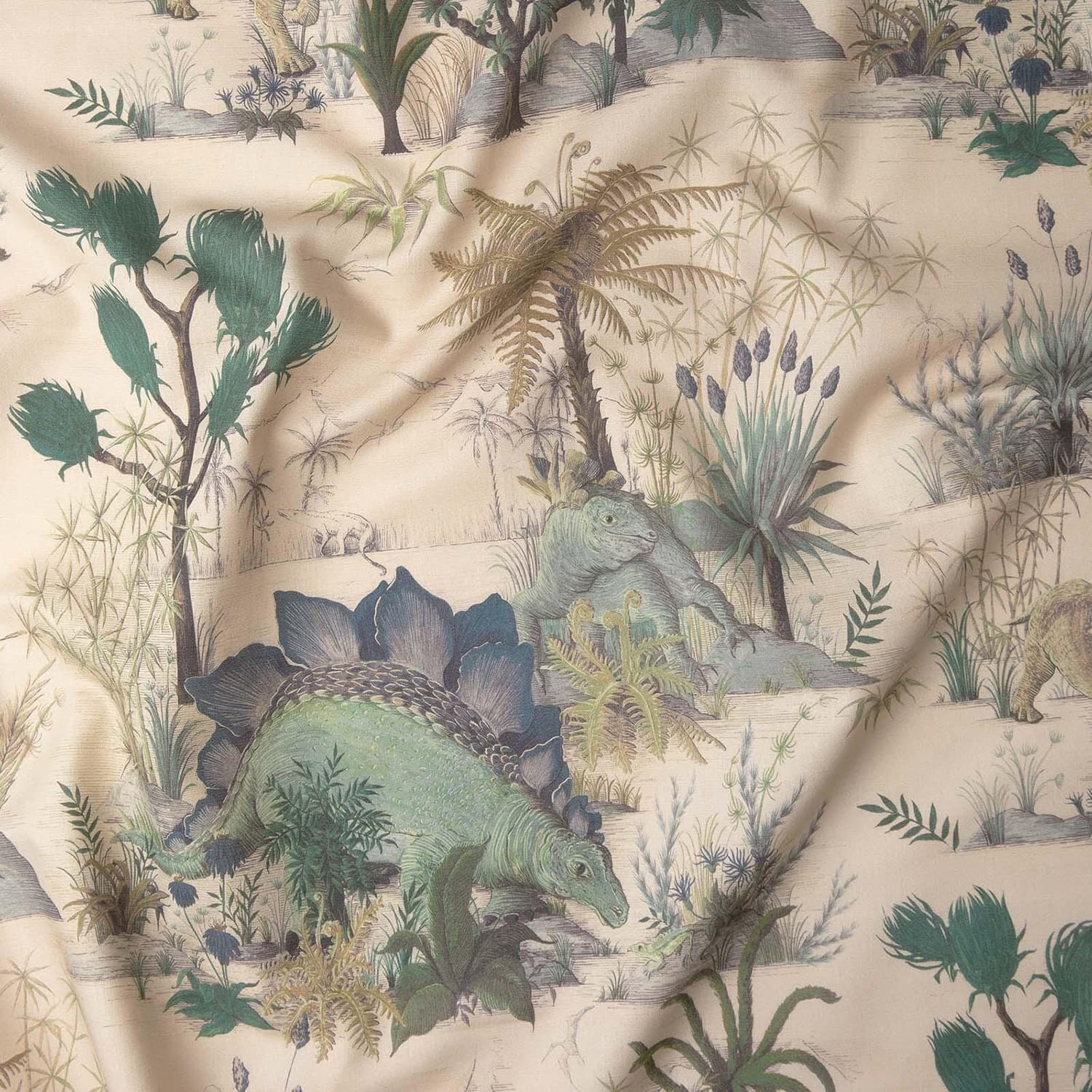 Tissu Dinosauria - Cotton Linen - Ecru