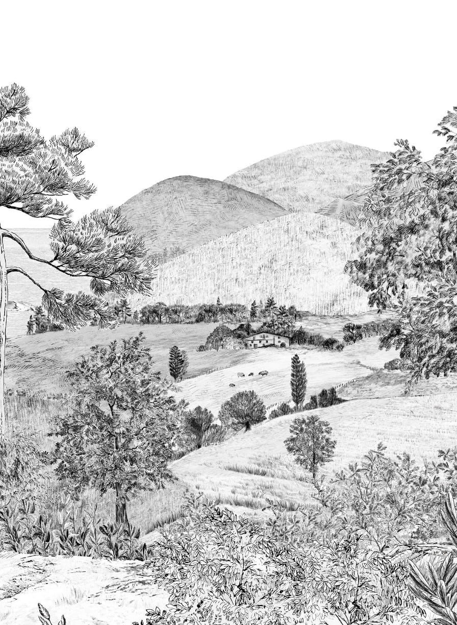 Papier peint Euskadi - Grisaille Panel A