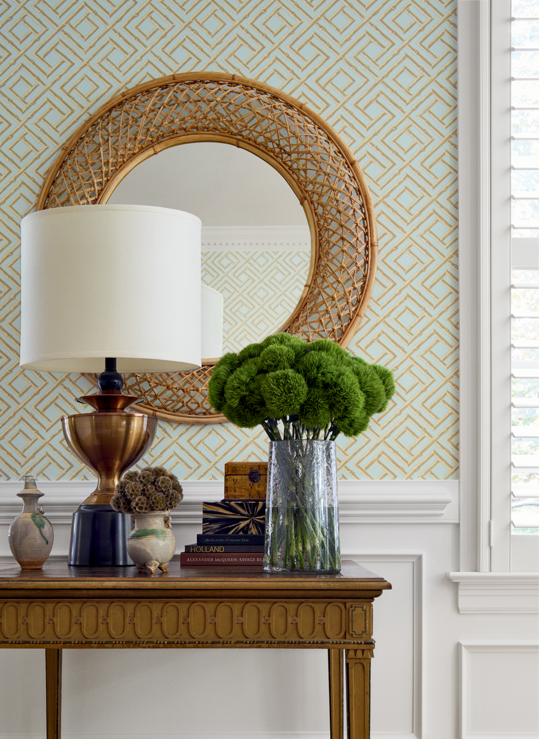 Tapete French Lattice - Blue and Beige