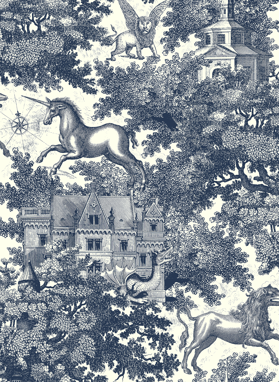 Tapete Fairy Tale Castle - Blue