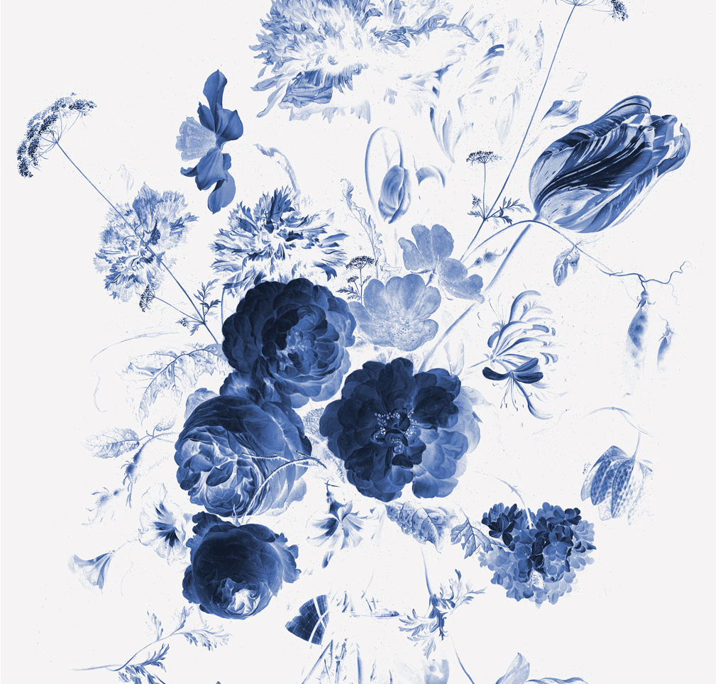 Wandbild Royal Blue Flowers 1 - Multicolor - 2.922m