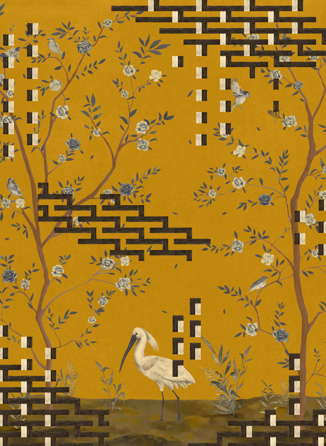 Wandbild Tetris Chinoiseries - Ocher