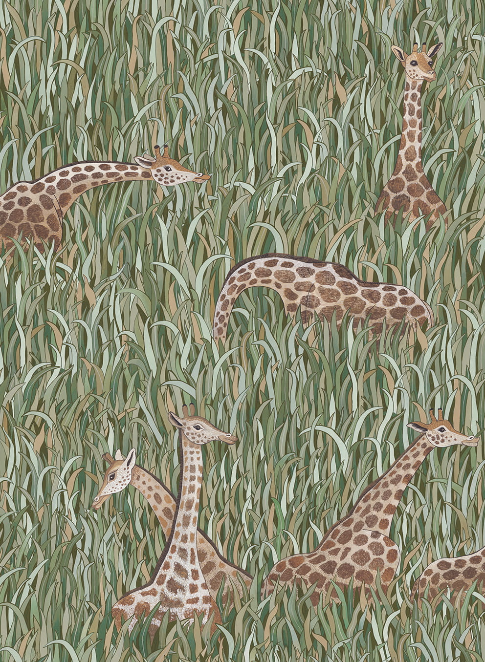 Papier peint Giraffes - Green