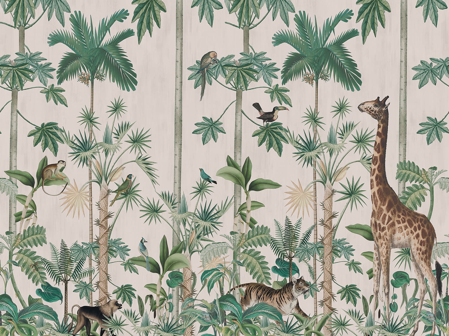 Wandbild Giraffes Stroll - Pastel Pink