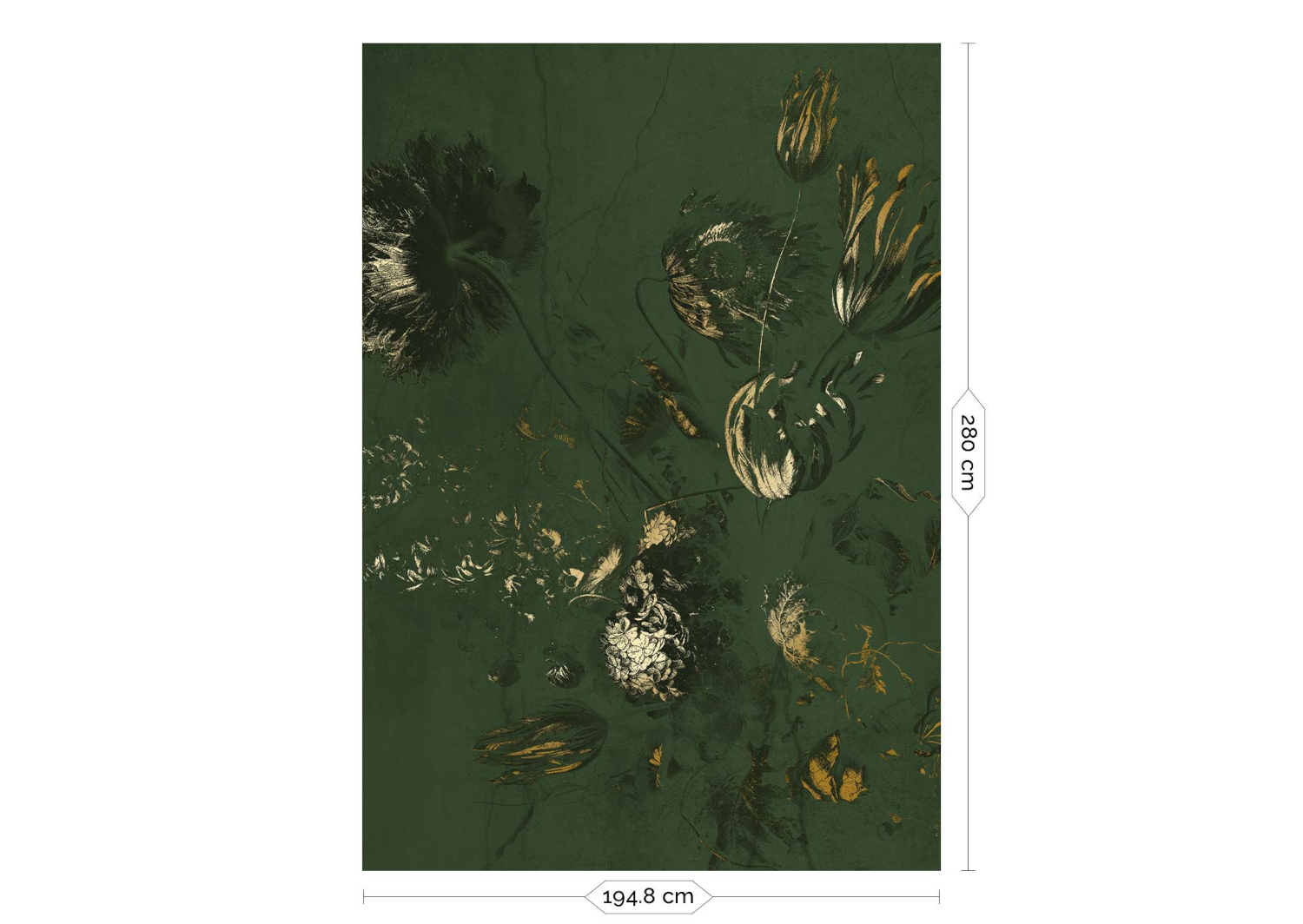 Wandbild Fresco Flowers Uyterlinde - Green 195 cm