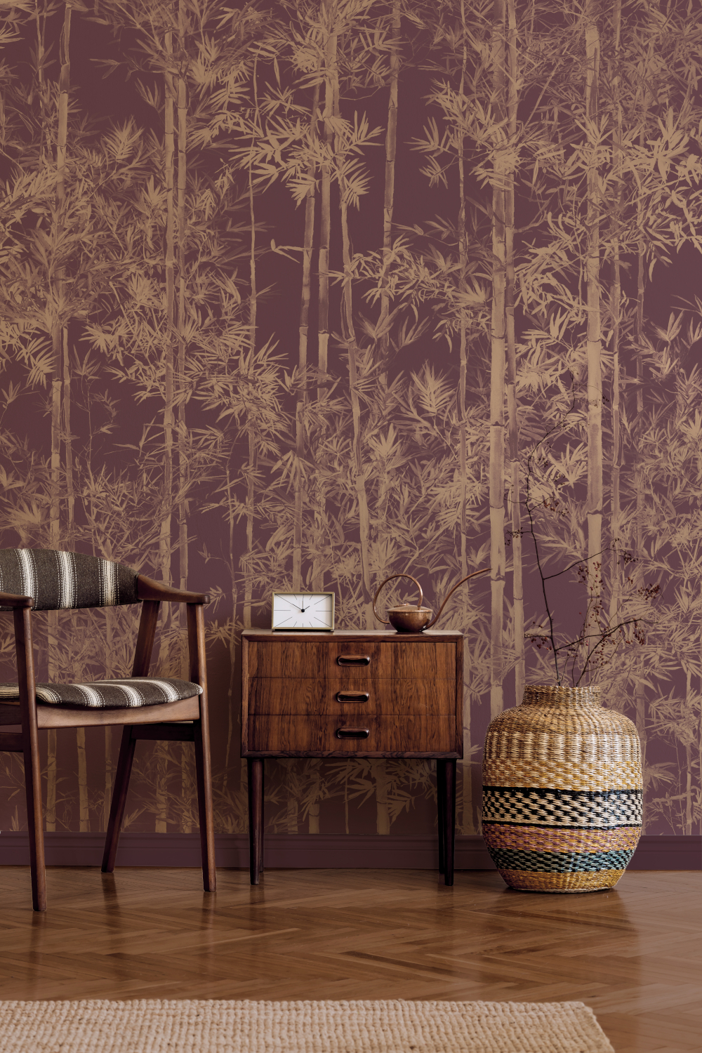 Wandbild Bamboo Gold Burgundy - Panel A