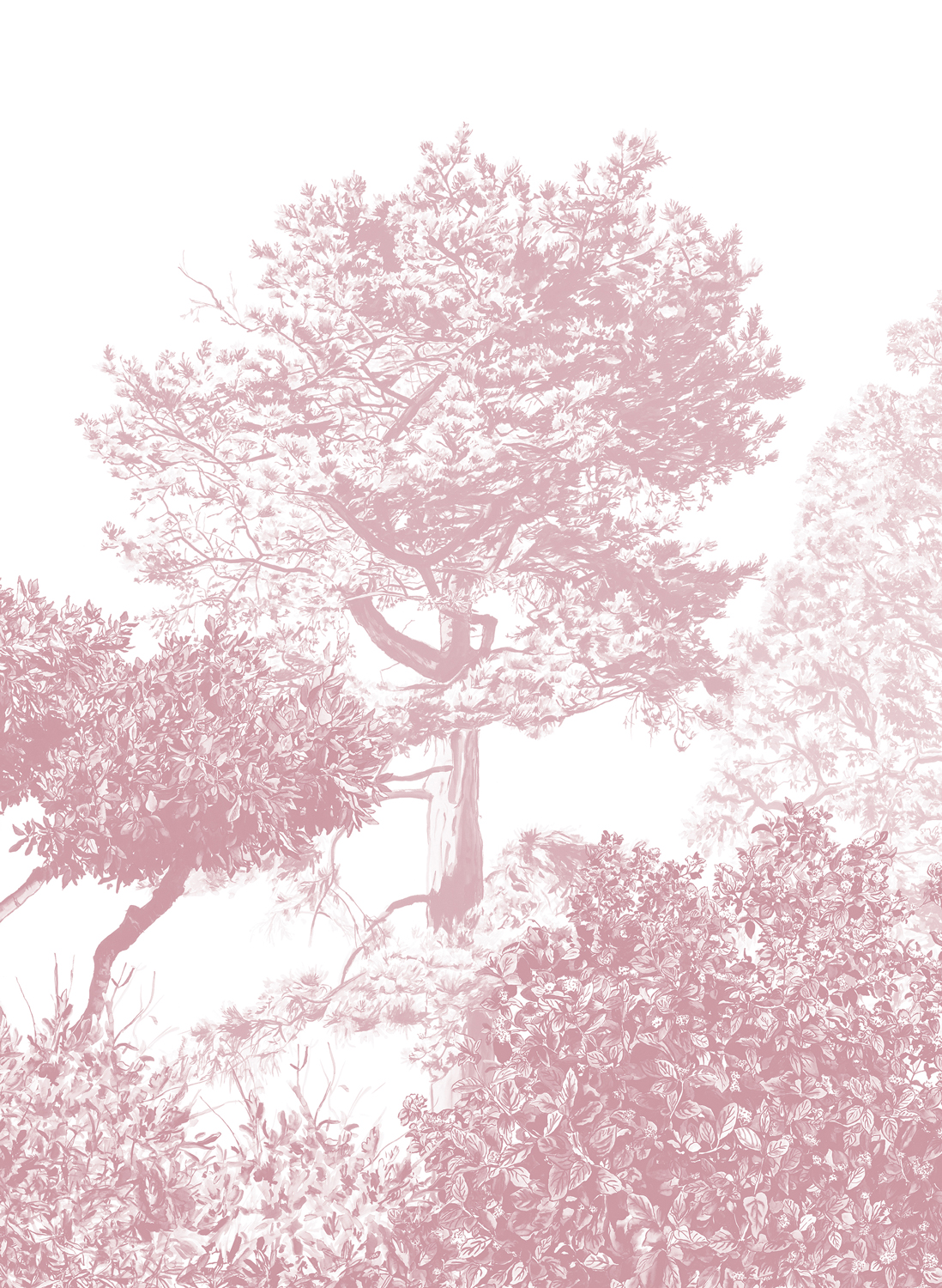 Sian Zeng Wandbild Hua Trees - Burgundy