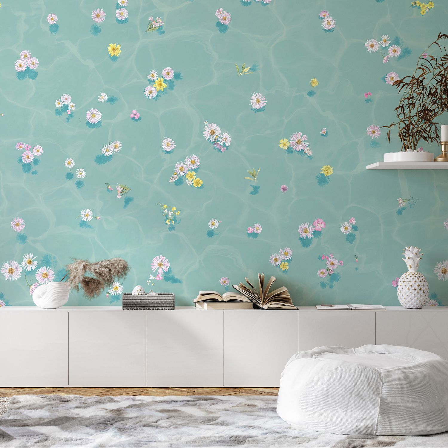 Tapete Floral Bath - Blue
