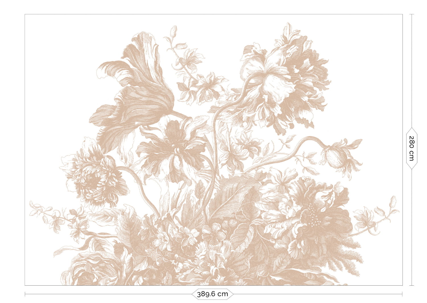 Wandbild Engraved Flowers Uyterlinde - Nude 390 cm