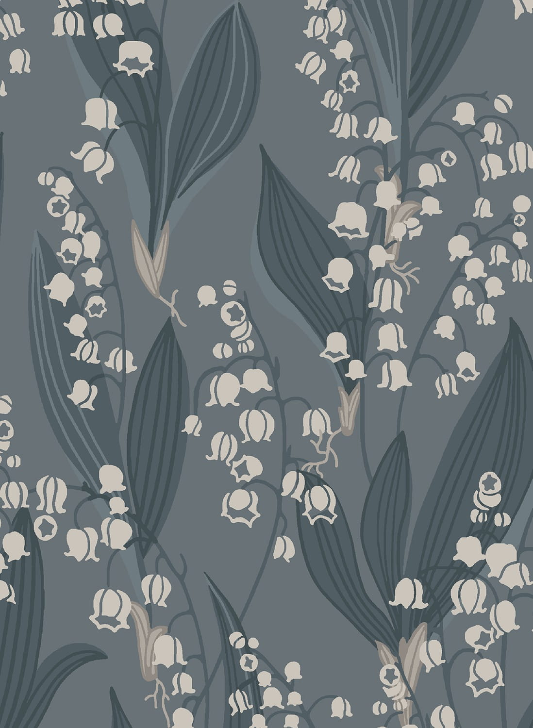 Wallpaper Liljekonvalj - Indigo Blue