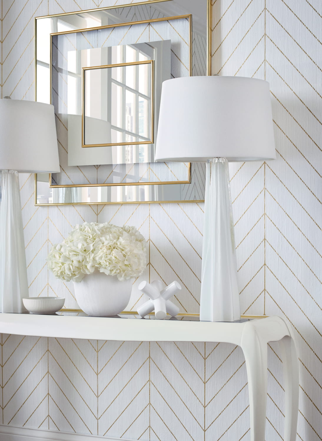 Tapete Land Bridge - White and Metallic Gold