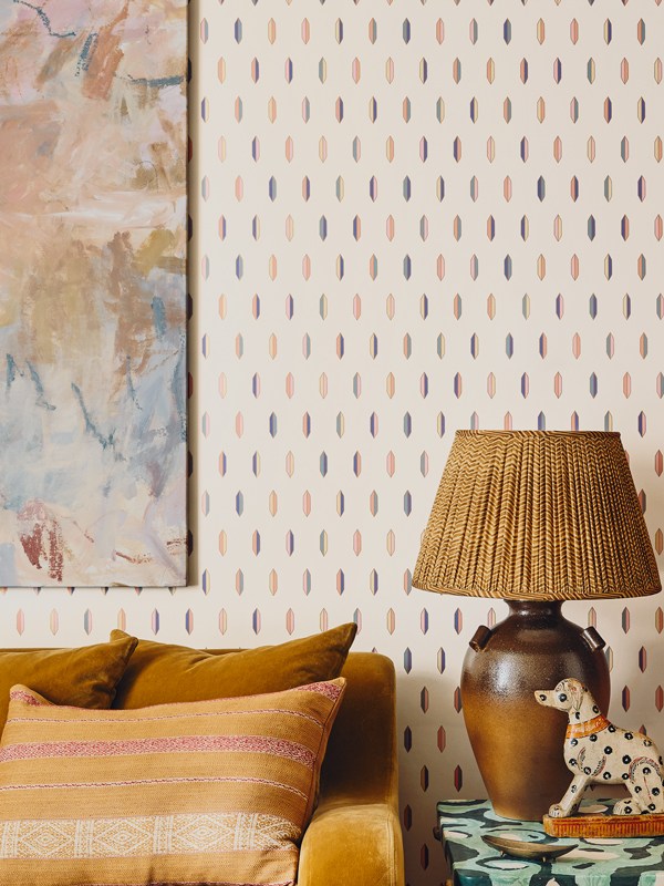 Wallpaper Inlay - Soft Multi & Gold on Cream