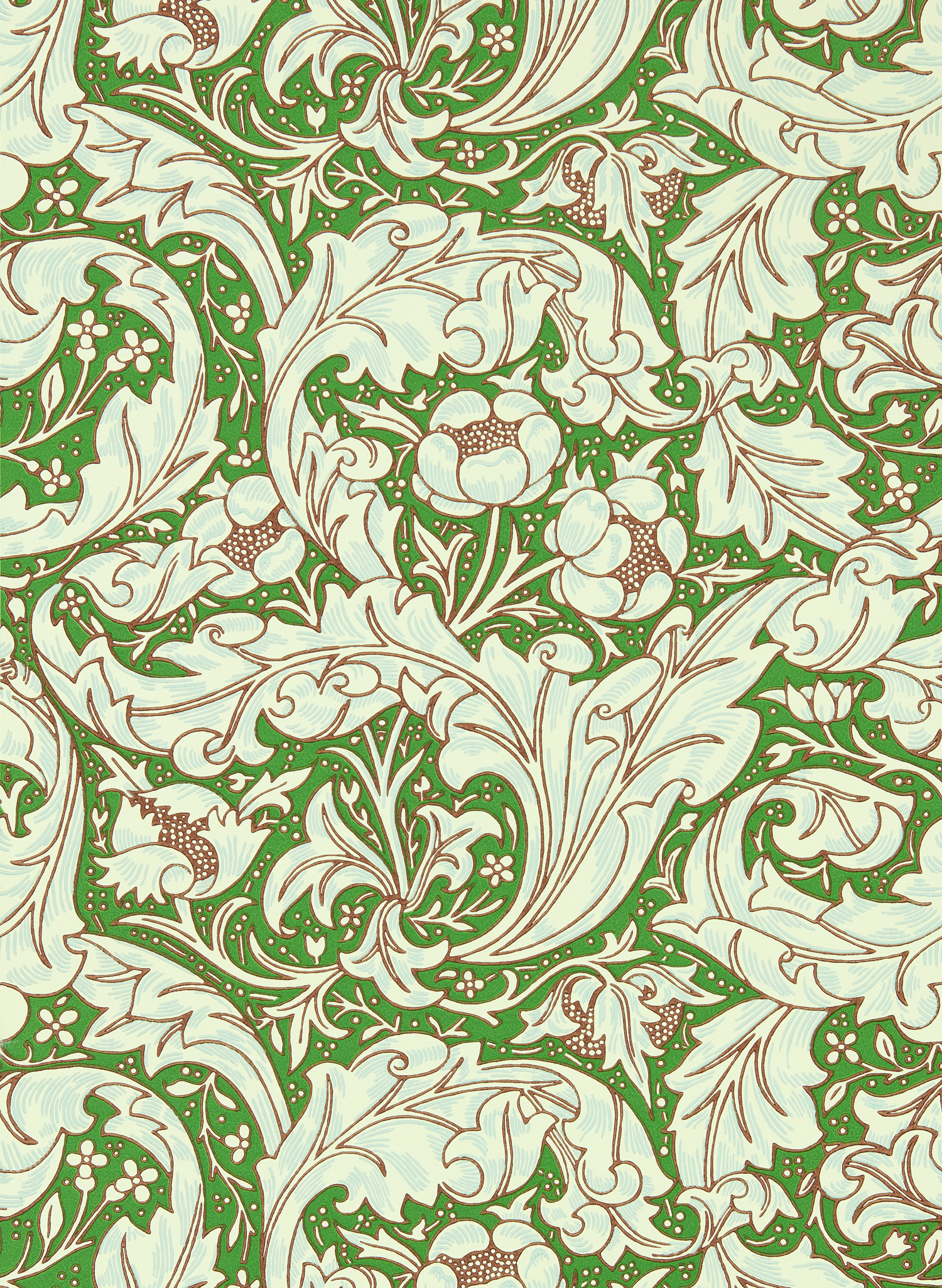 Tapete Bachelors Button - Leaf Green/ Sky