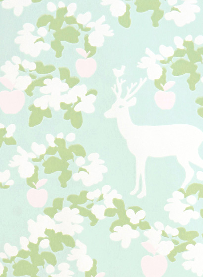 Tapete Apple Garden - Soft Turquoise/ Green/ Pink/ Cream White