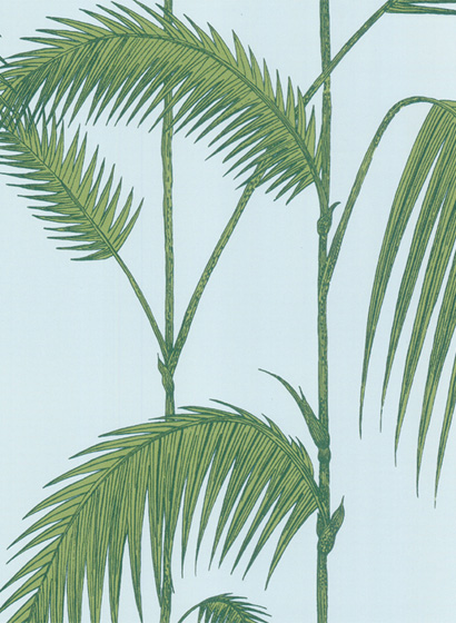 Tapete Palm Leaves - Leaf Green on Sea Foam