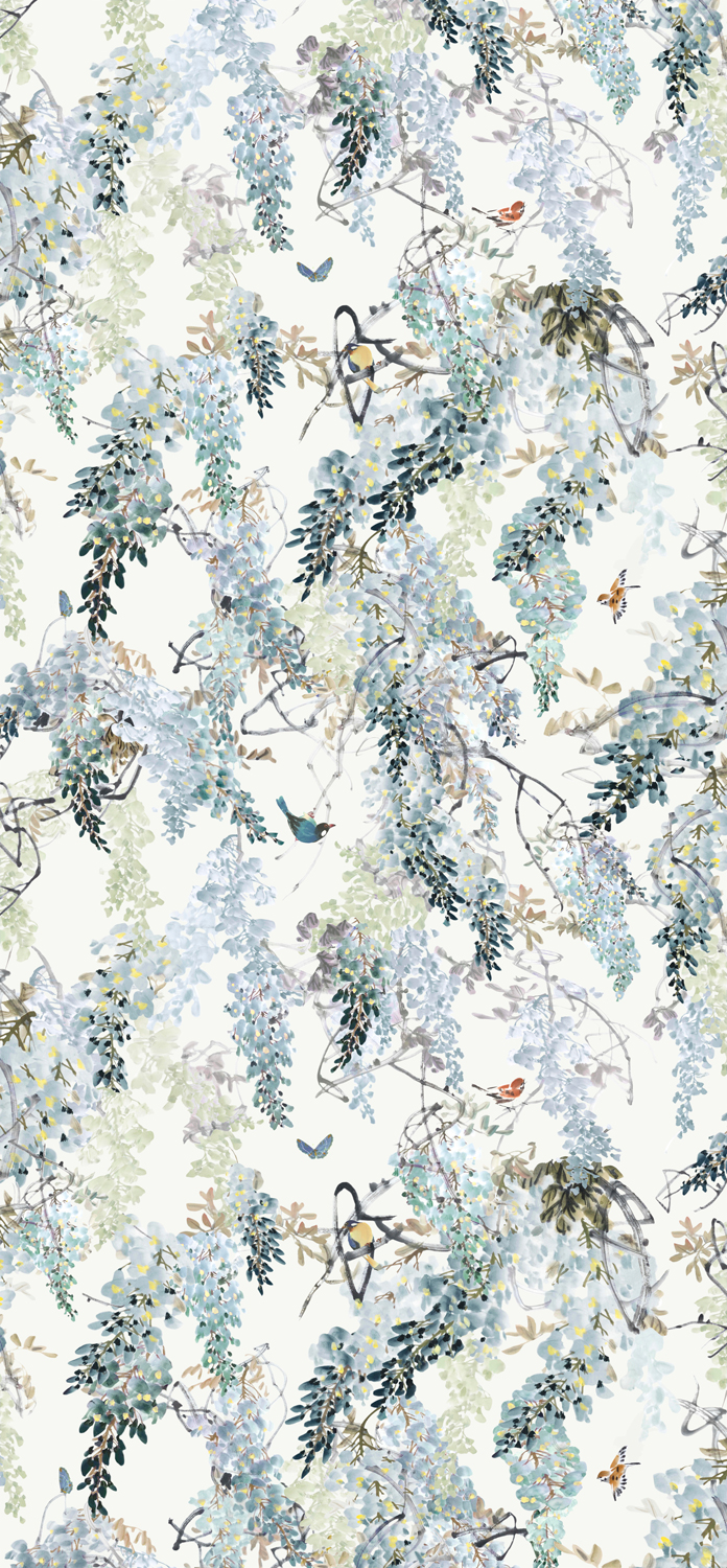 Tapete Wisteria Falls - Aqua