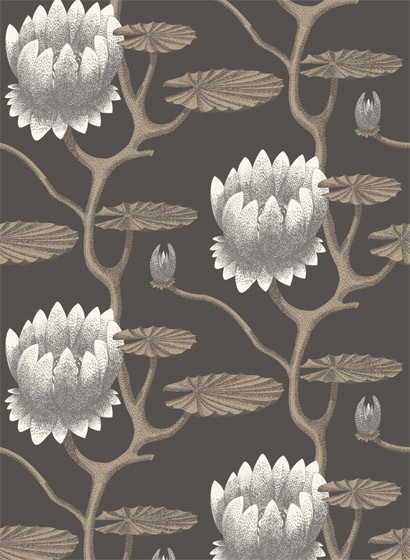 Tapete Summer Lily - Black and Gilver