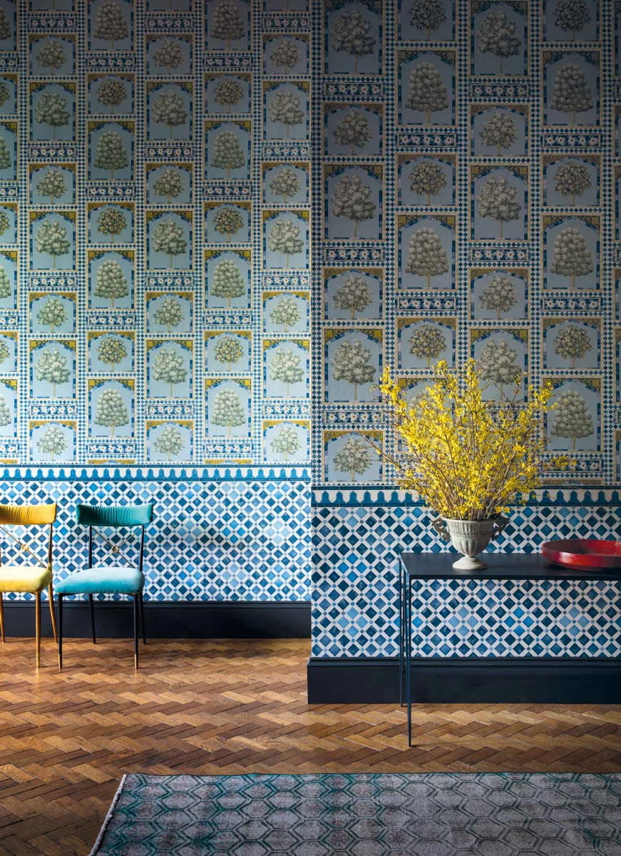 Tapete Zellige Border - China Blue/ White