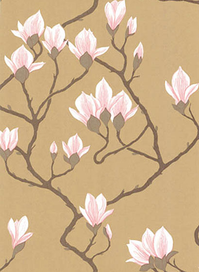Tapete Magnolia - Blush Pink on Metallic Bronze