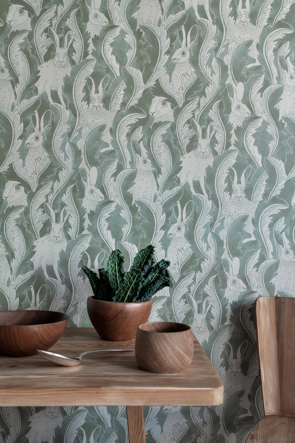 Tapete Hares in Hiding - Aloe