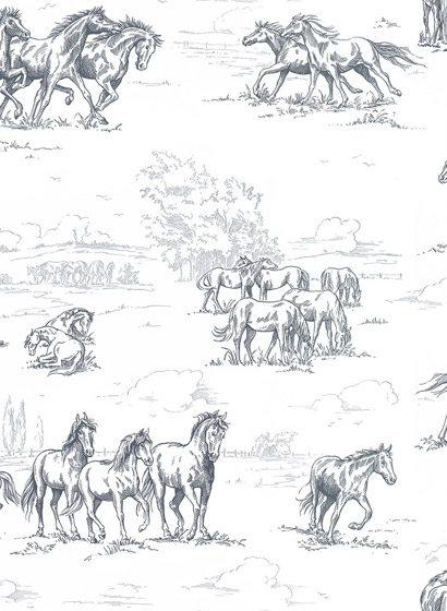Wandbild Horse Herd - Black/ White