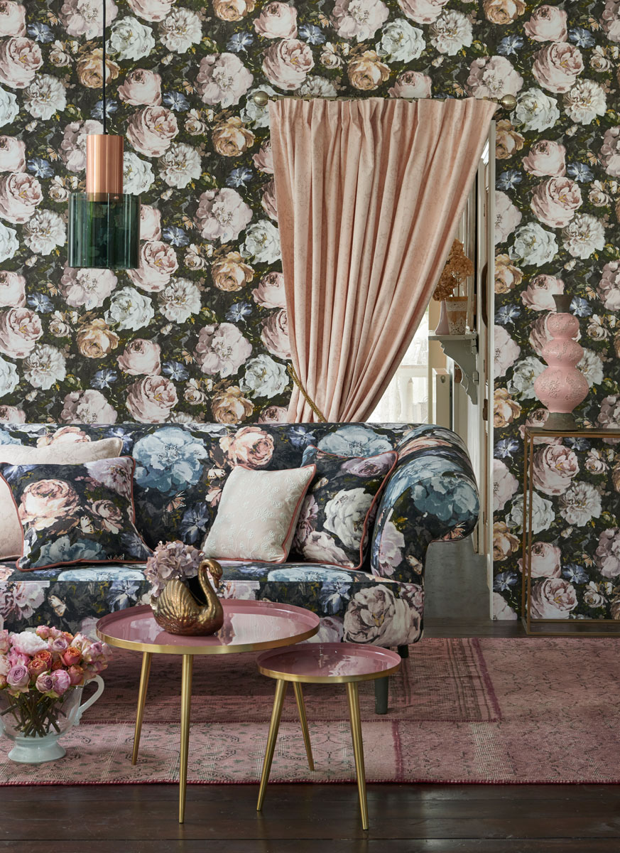 Tapete Floretta - Blush/ Charcoal