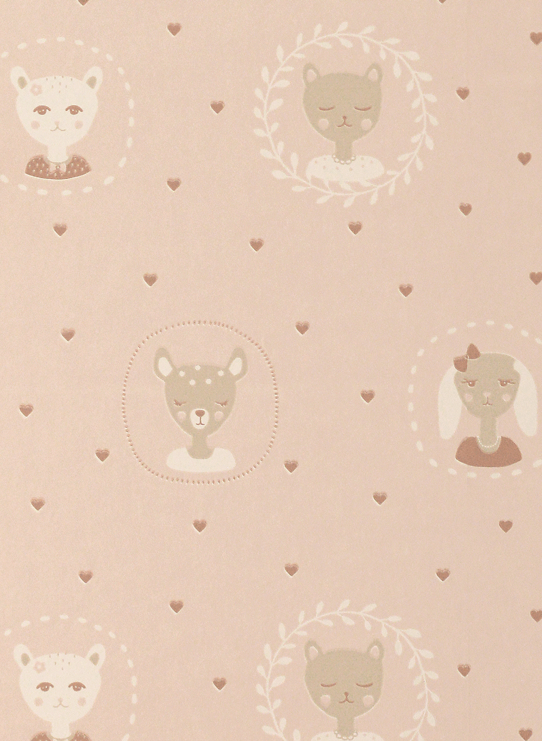 Tapete Hearts - Dusty Warm Pink