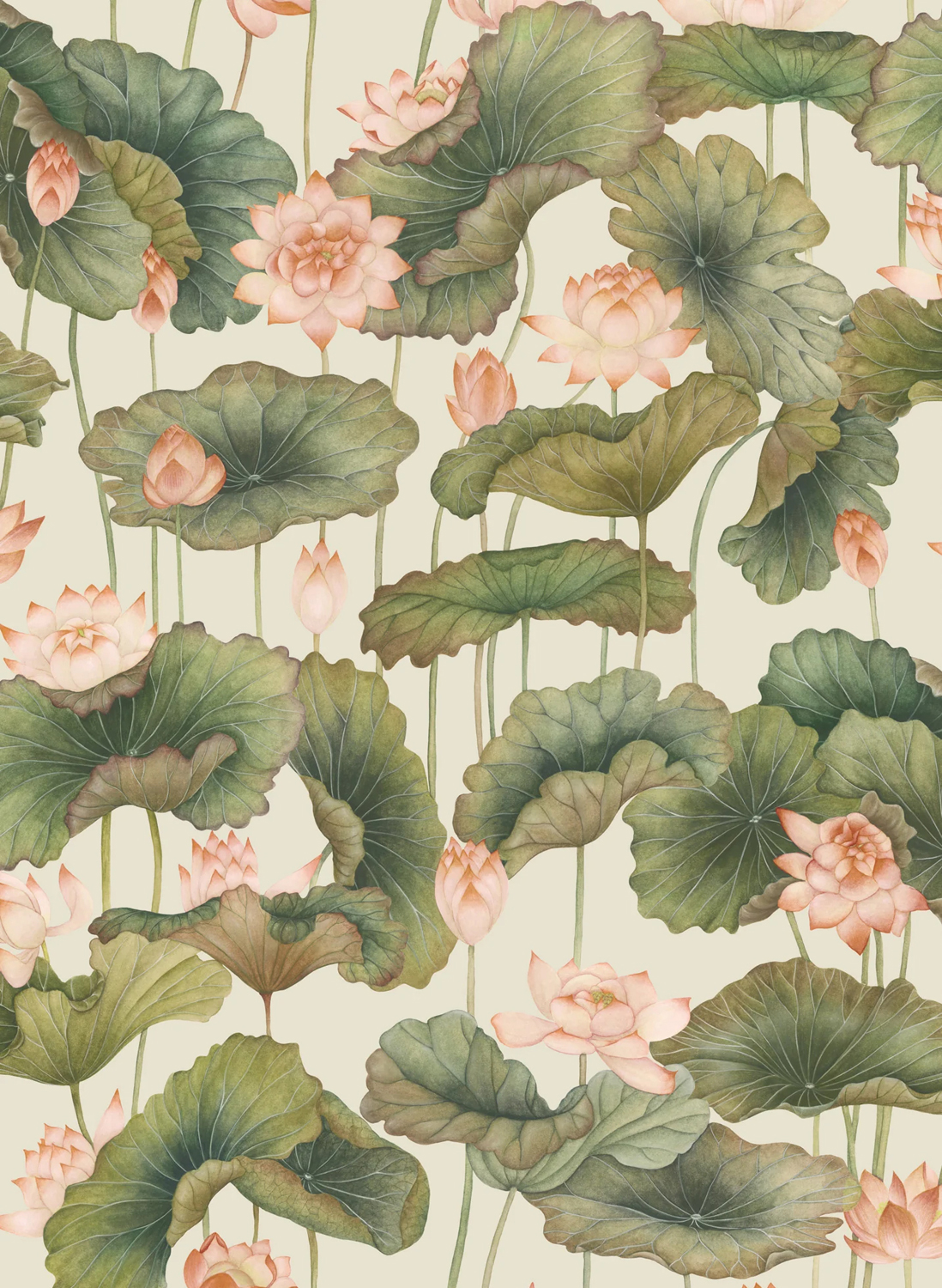 Tapete Lily Lotus - Orange/ Olive