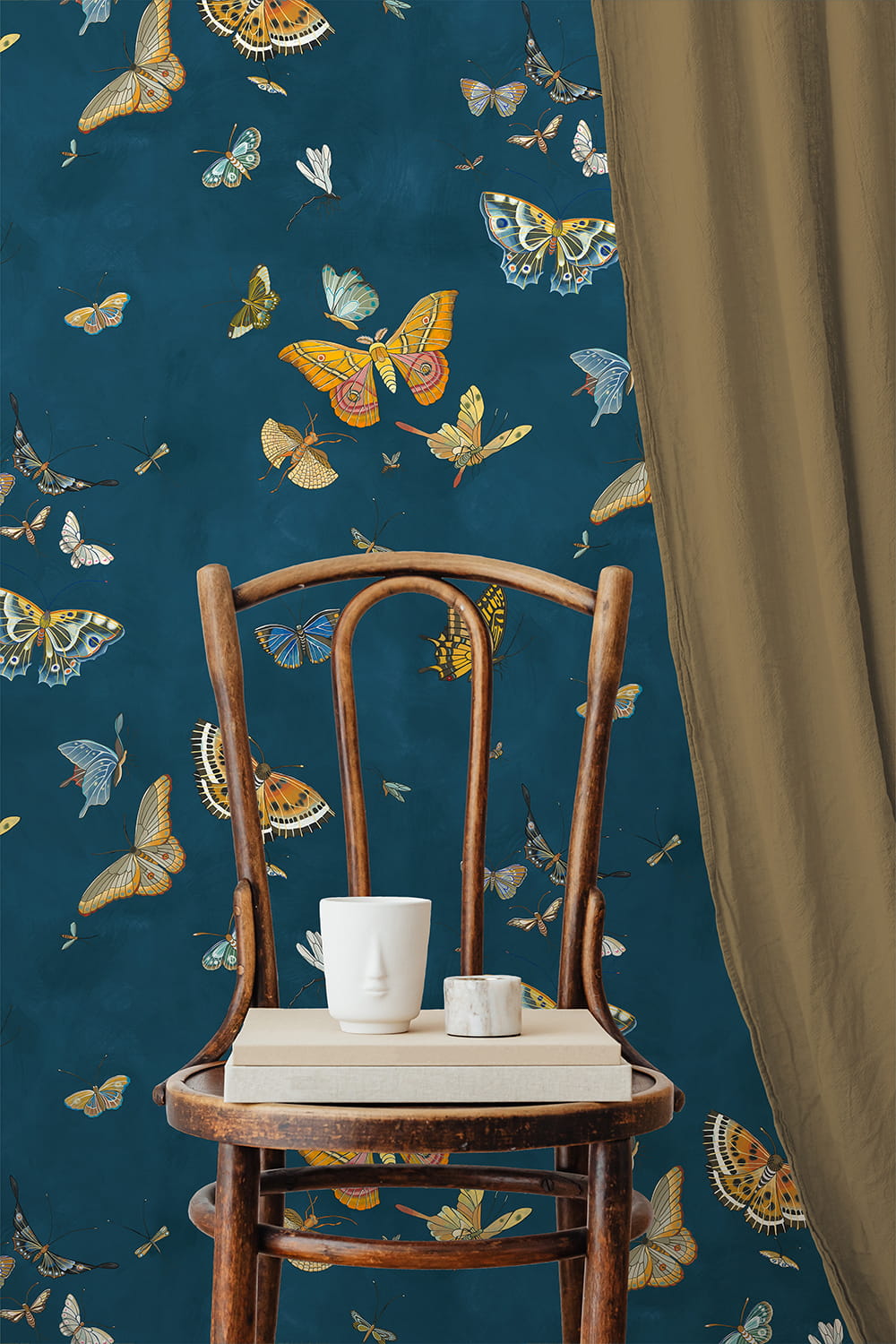 Tapete Butterflies - Bright Navy