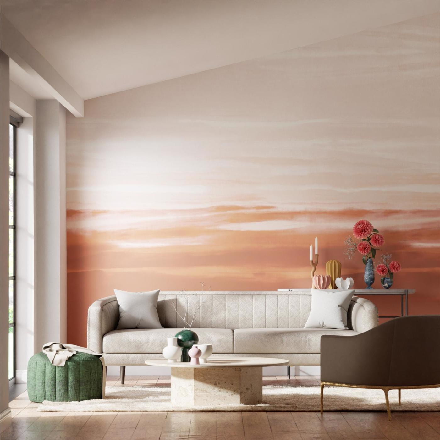 Wandbild Manzara - Brazilian Rosewood/ Bleached Coral